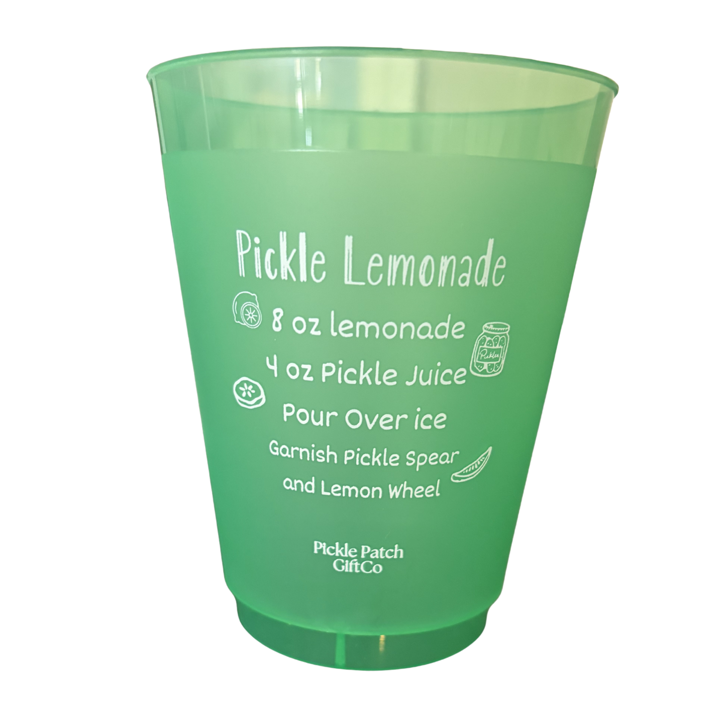 Pickle Lemonade Frosted 16oz Cup Set of Four