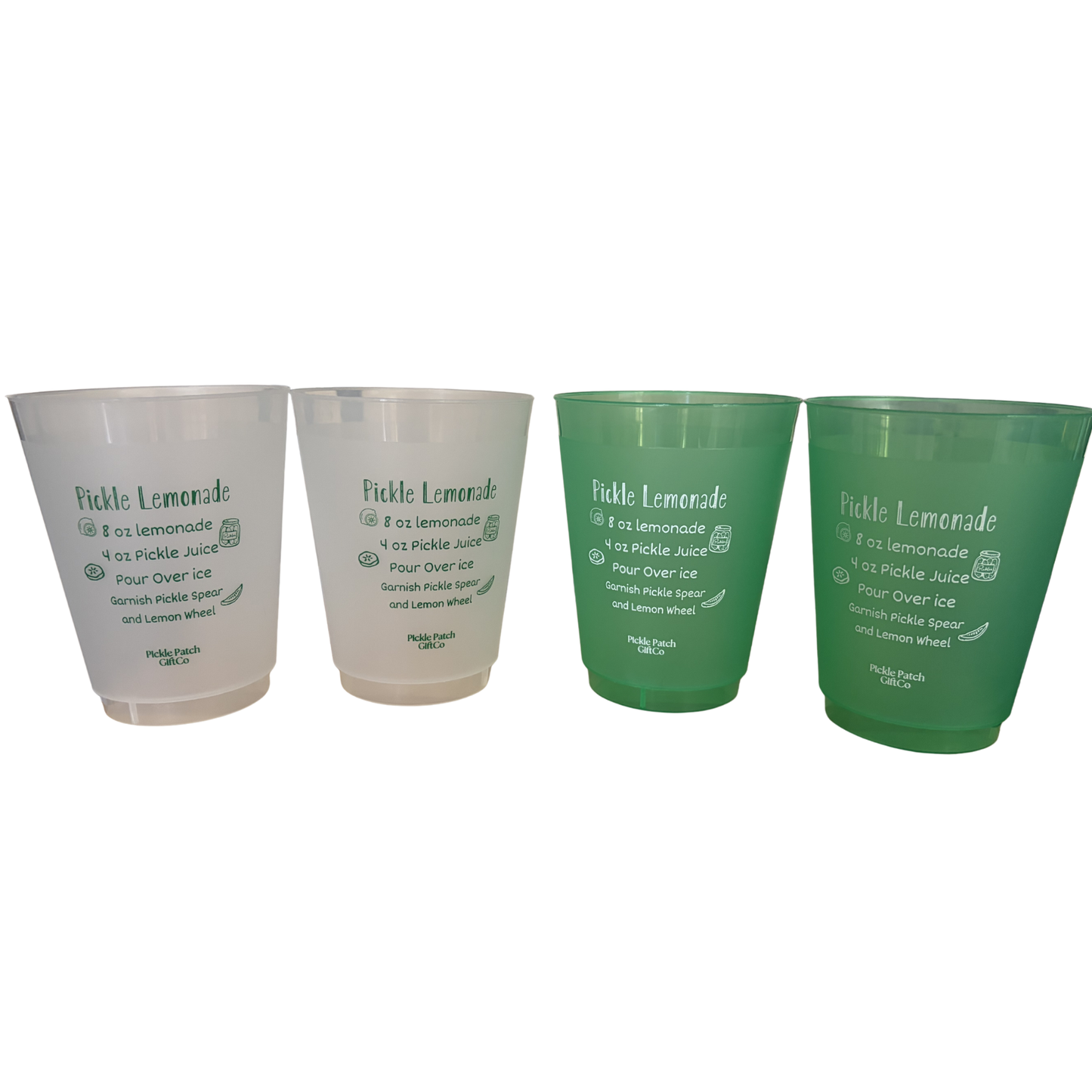 Pickle Lemonade Frosted 16oz Cup Set of Four
