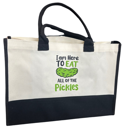 Here To Eat All The Pickles - Canvas Tote Bag