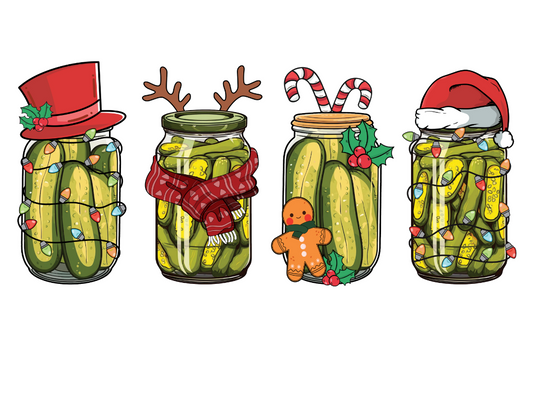 Flour Sack Christmas Pickle Jar Tea Towel